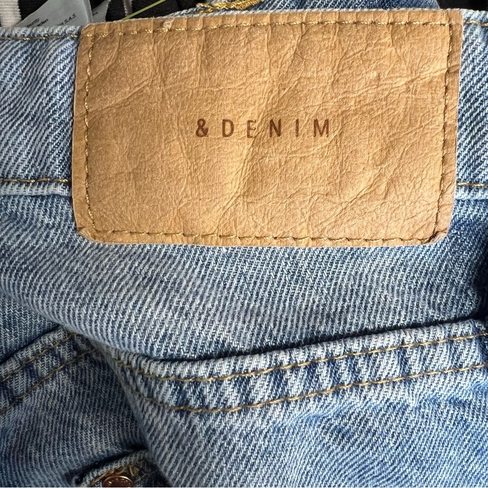 &Denim High Waist Straight Leg Jeans Distressed Light Wash Size 2 / 34 - Picture 6 of 8